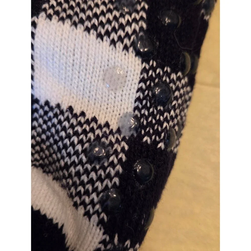 New Nollia Plush Sherpa Slipper Socks Buffalo Plaid Black White